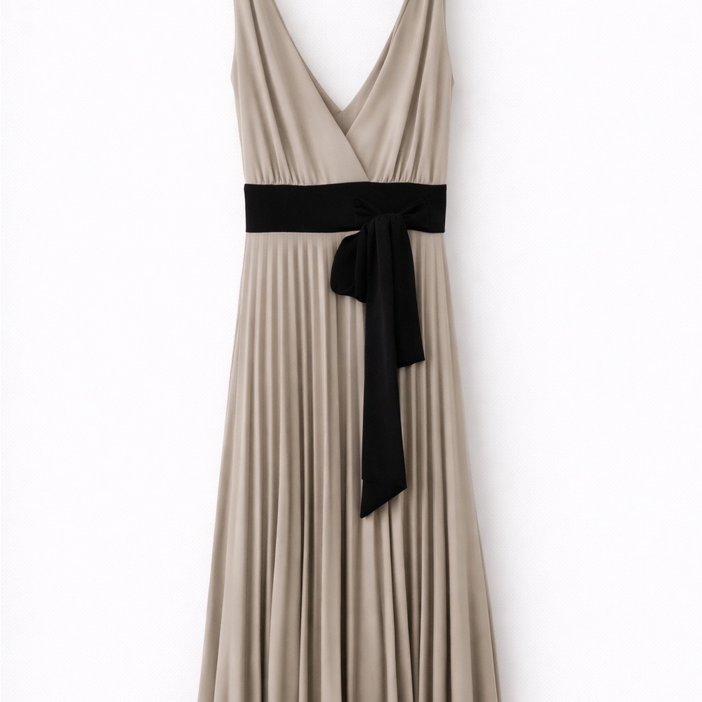 Chic Silver Dress with Black Sash